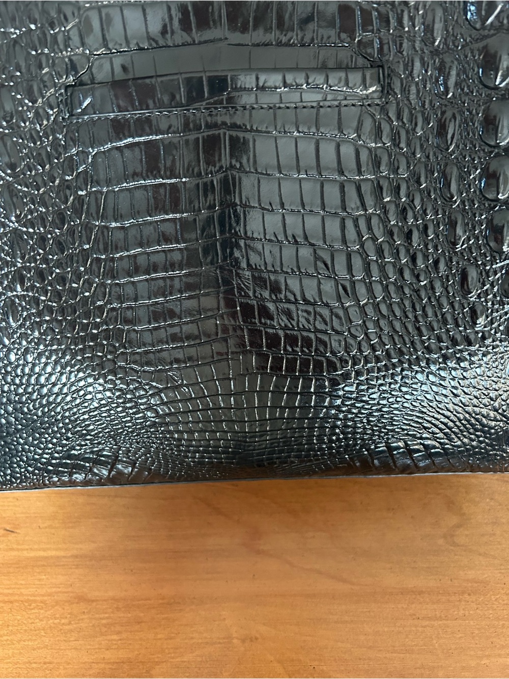 Brahmin Black Croc-Embossed Satchel with Gold Accents - Picture 7 of 8